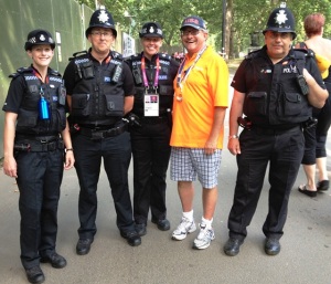 London Bobbies outside Hyde Park, London 2012 Olympics