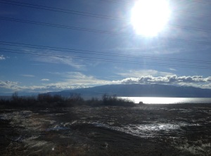 Westward view of Utah Lake near Lindon from the 5:20 pm Northbound Front Runner